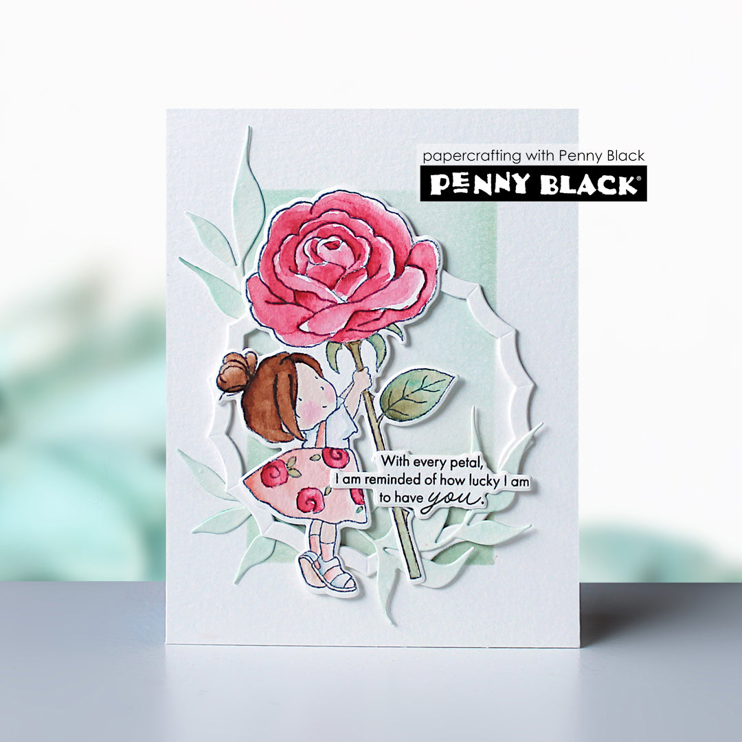 Penny Black Sweet Rose Clear Stamp and Die Set luky