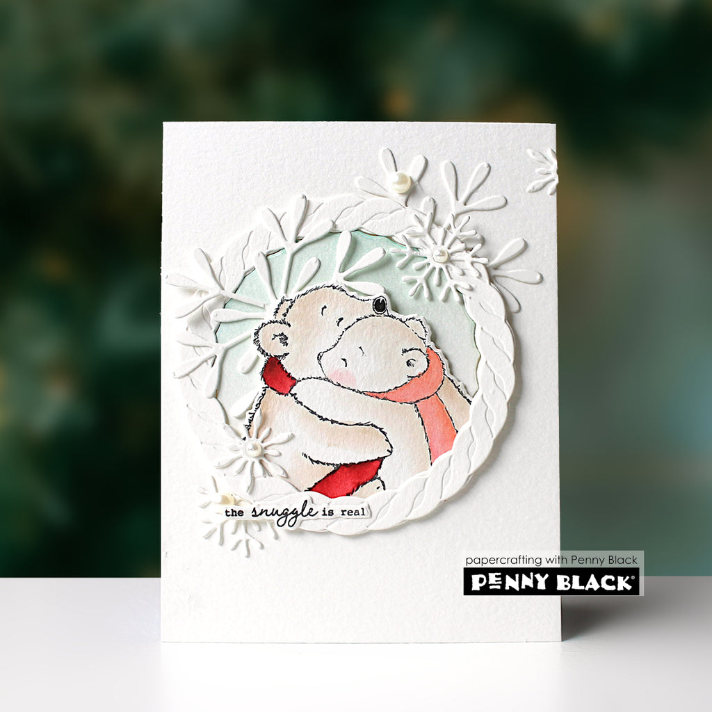 Penny Black The Snuggle Clear Stamp and Cut Out Die Set framed