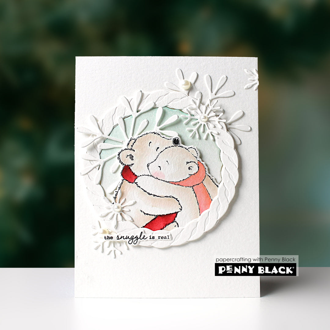 Penny Black The Snuggle Clear Stamp and Cut Out Die Set framed