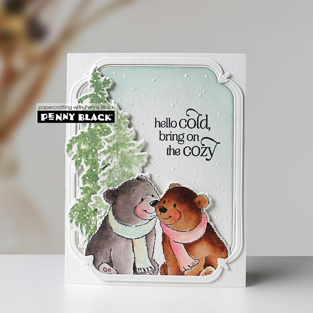 Penny Black The Snuggle Clear Stamp and Cut Out Die Set snow