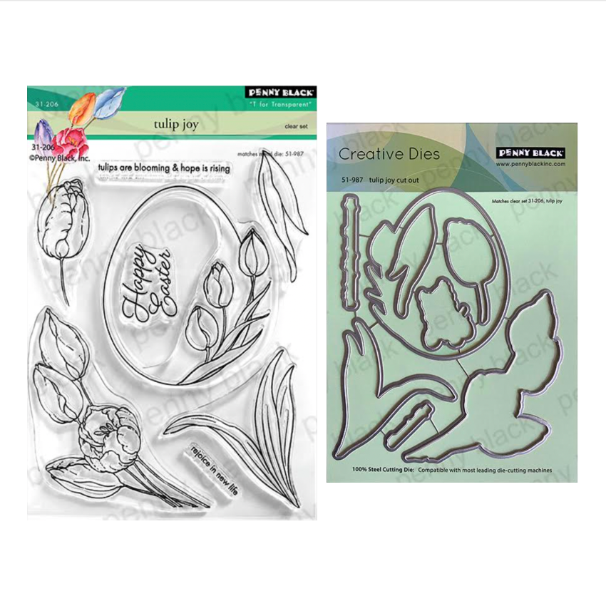 Penny Black Tulip Joy Clear Stamp and Die Set