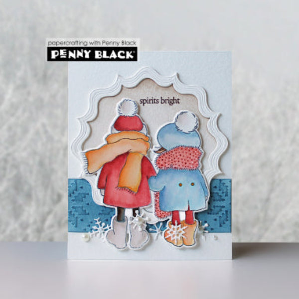 Penny Black Warm With You Clear Stamp and Die Set spirits bright card