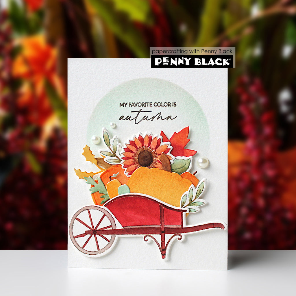 Penny Black Wheelbarrow Clear Stamps 31-110 pumpkin