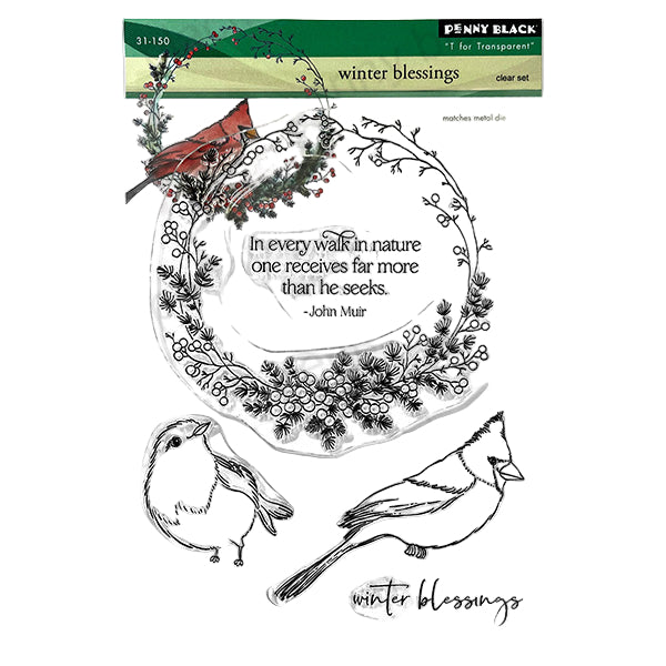 Penny Black Winter Blessings Clear Stamp and Die Set image 1