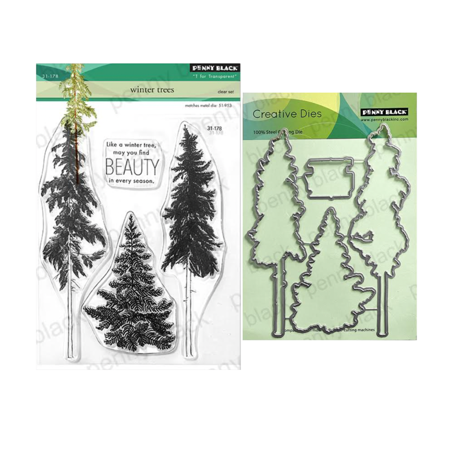 Penny Black Winter Trees Clear Stamp and Cut Out Die Set
