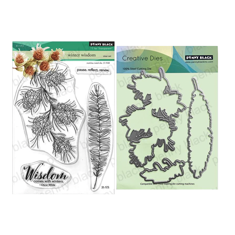Penny Black Winter Wisdom Clear Stamp and Cut Out Die Set