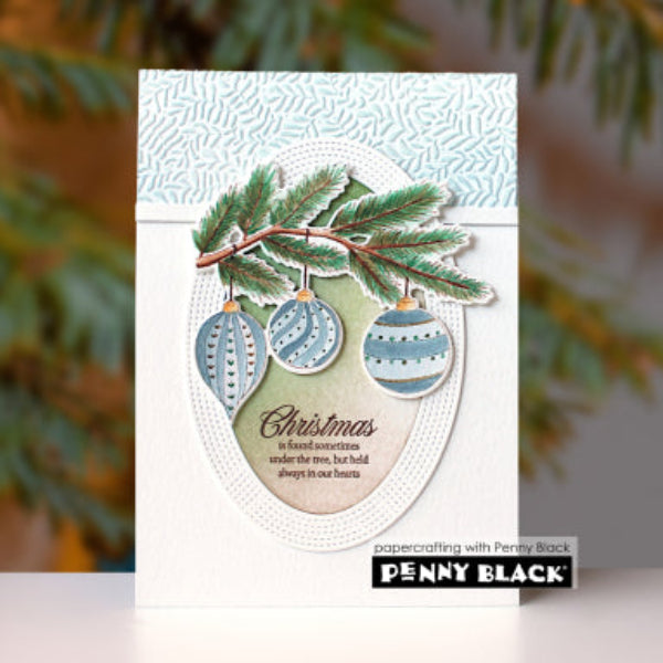 Penny Black Yuletide Adornment Clear Stamp and Die Set christmas card