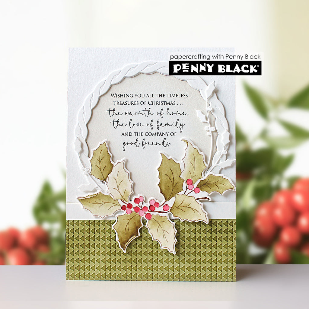 Penny Black Yuletide Wings Clear Stamp and Die Set berries