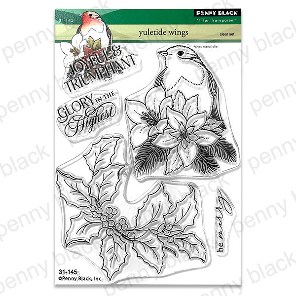 Penny Black Yuletide Wings Clear Stamp and Die Set image 