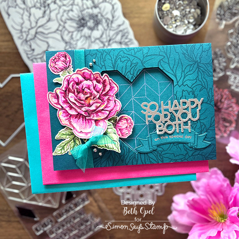 Simon Says Cling Stamps Peony Background sss102710 Dear Friend Anniversary Card | color-code:ALT08