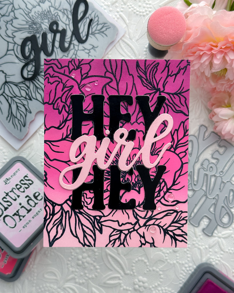 Simon Says Cling Stamps Peony Background sss102710 Dear Friend Hey Girl Card | color-code:ALT14
