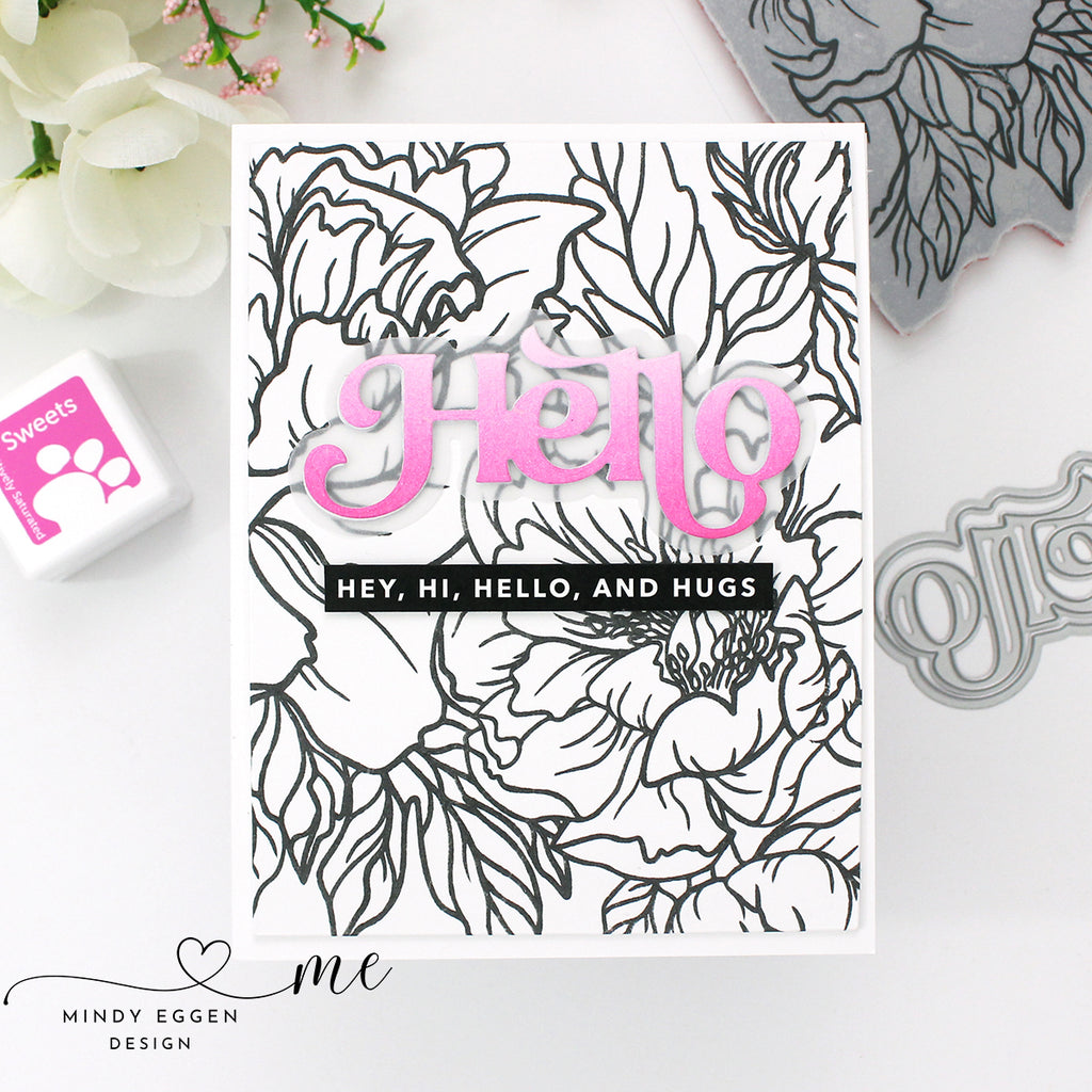 Simon Says Cling Stamps Peony Background sss102710 Dear Friend Hello Card | color-code:ALT18
