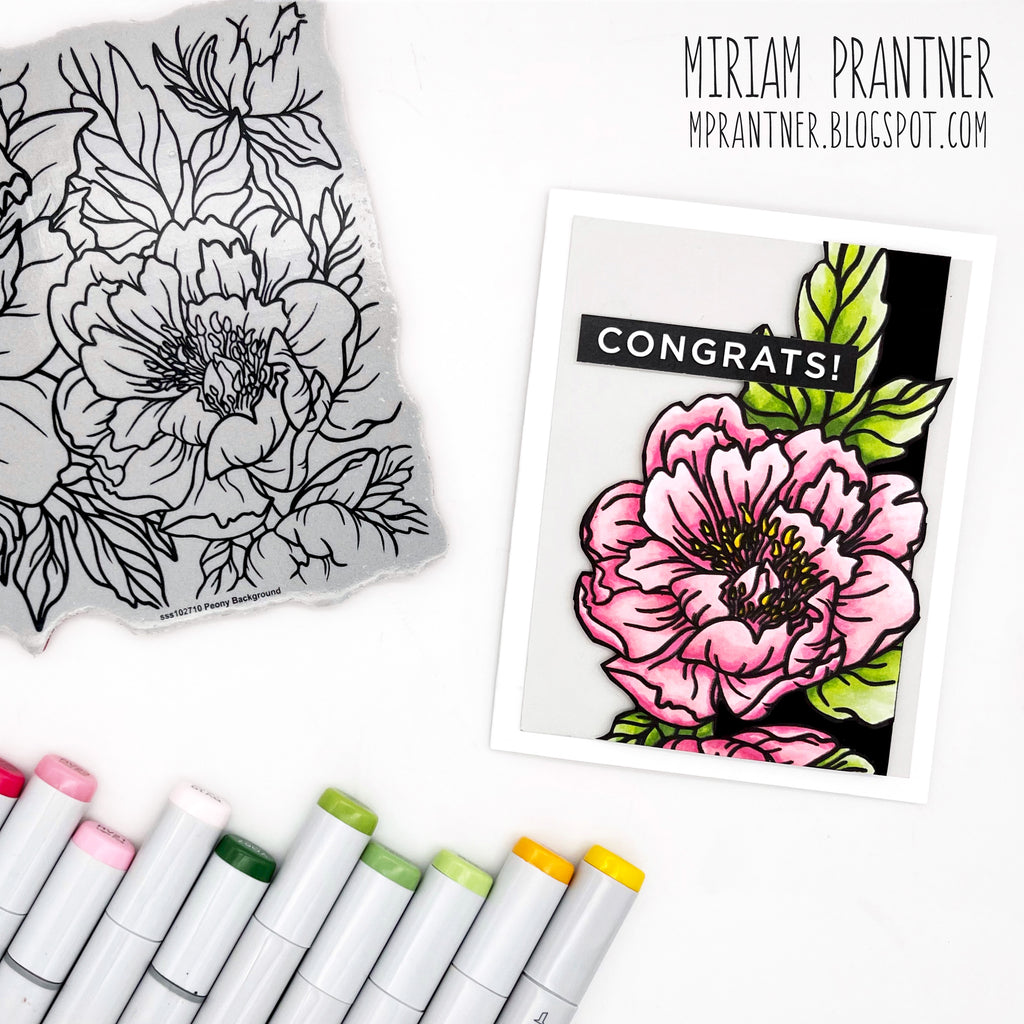 Simon Says Cling Stamps Peony Background sss102710 Dear Friend Congrats Card | color-code:ALT16