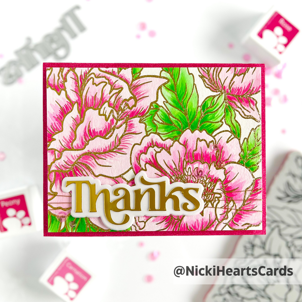 Simon Says Cling Stamps Peony Background sss102710 Dear Friend Thanks Card | color-code:ALT04