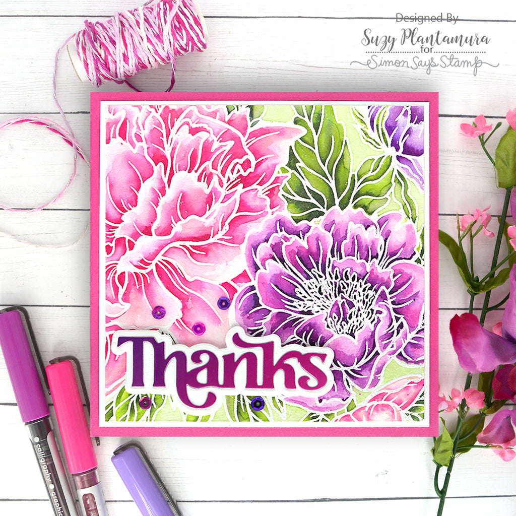 Simon Says Cling Stamps Peony Background sss102710 Dear Friend Thanks Card | color-code:ALT06