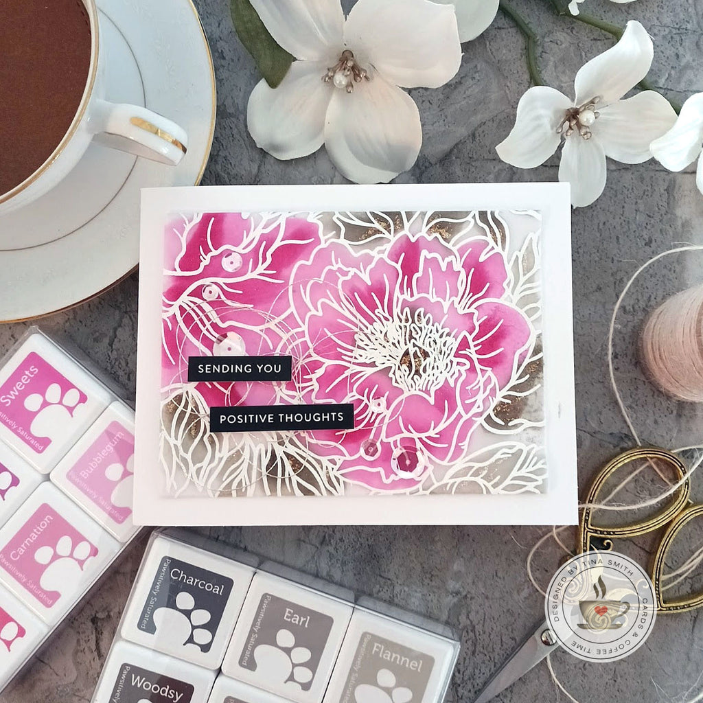 Simon Says Cling Stamps Peony Background sss102710 Dear Friend Positive Thoughts Card | color-code:ALT07
