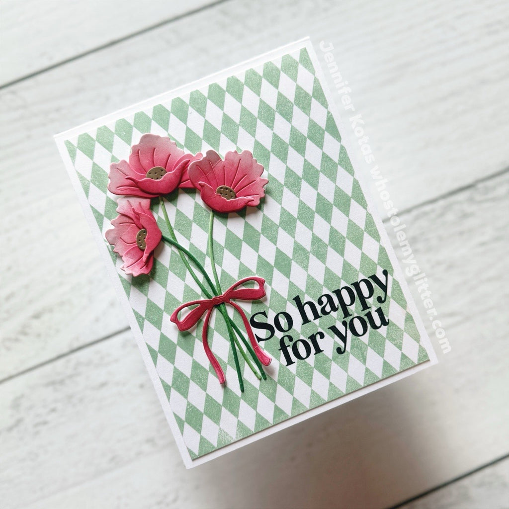 Simon Says Clear Stamp Pepita Background 1157ss Rain or Shine Happy for You Card