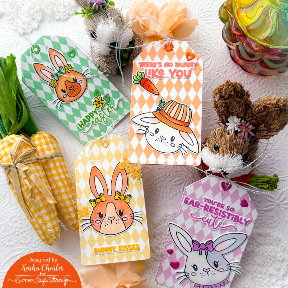 Simon Says Clear Stamp Pepita Background 1157ss Rain or Shine Easter Tags