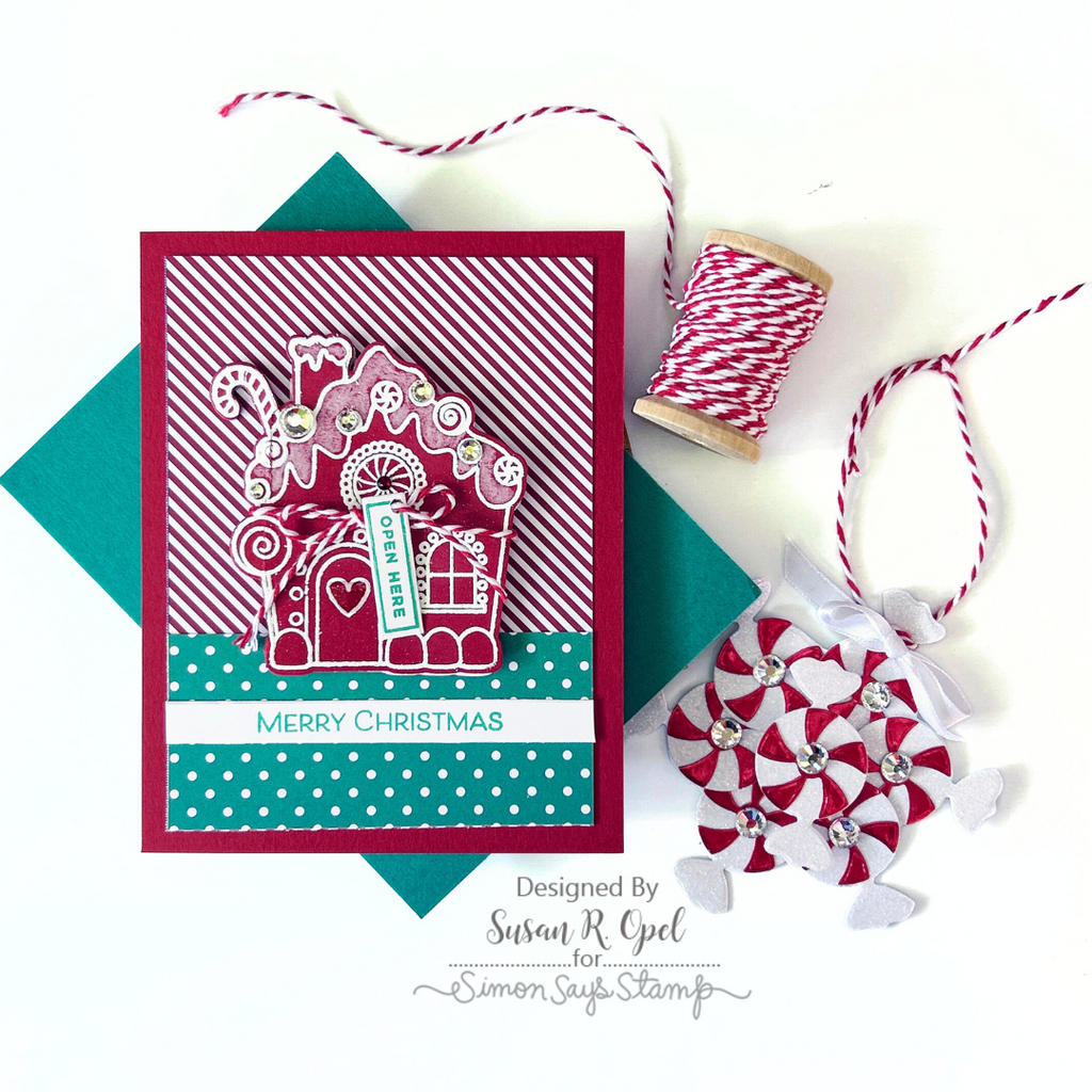 Simon Says Stamp Pawsitively Dazzling Gems Peppermint Mix se112 Christmas Card and Tag