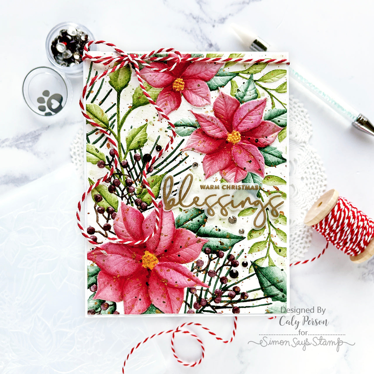 Simon Says Stamp Pawsitively Dazzling Gems Peppermint Mix se112 Christmas Card | color-code:ALT03
