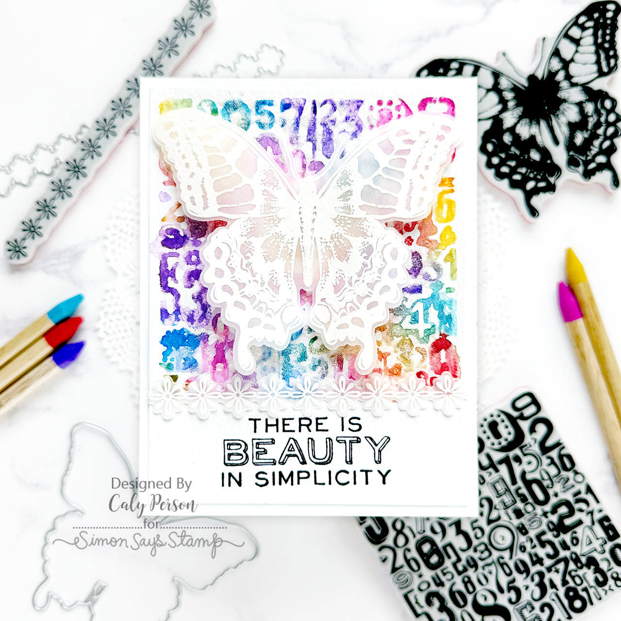 Tim Holtz Perspective Stamps with Simon Says Stamp Dies Bundle setps25 Beauty Card | color-code:ALT01