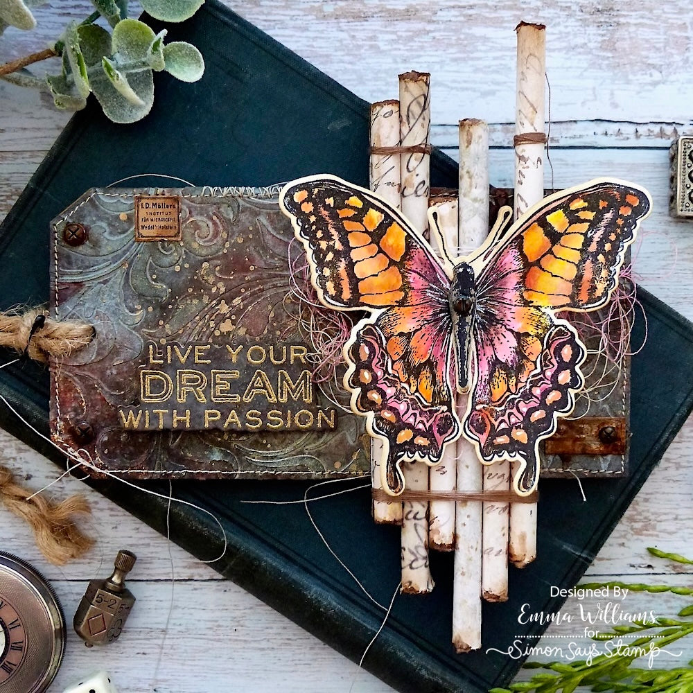 Tim Holtz Perspective Stamps with Simon Says Stamp Dies Bundle setps25 Dream Tag