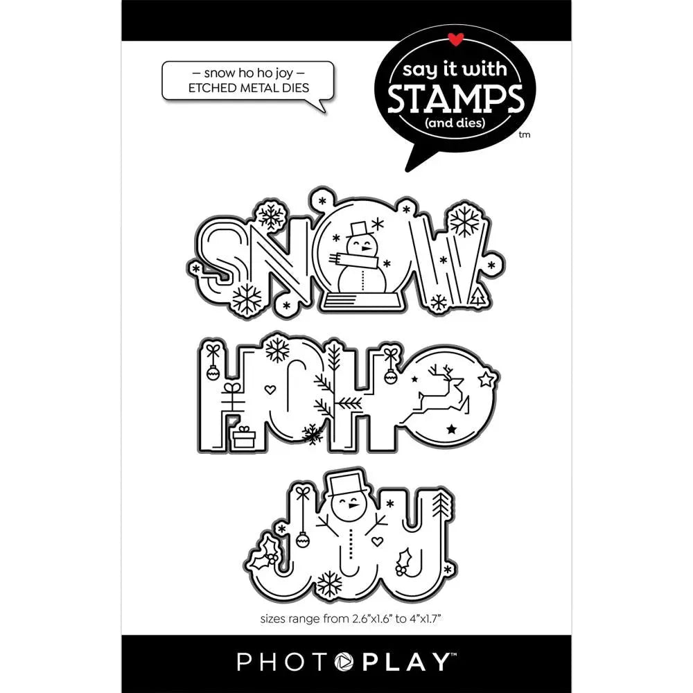 PhotoPlay Iconic Snow Ho Ho Ho Joy Stamps And Dies Bundle Wafer thin Set