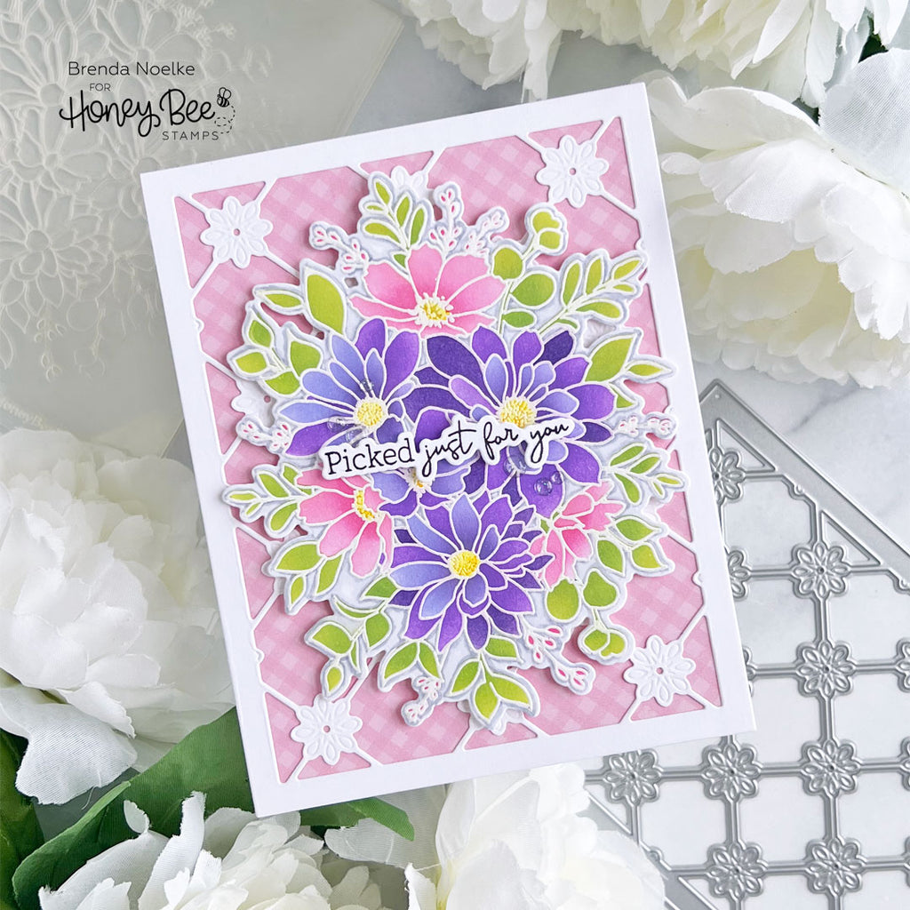 Honey Bee Daisy Layers Bouquet Stencil Set Of 6 hbsl-122 Picked For You Card | color-code:ALT02