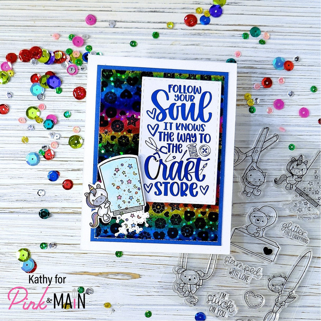 Pink and Main Crafty Pals Clear Stamps pm0654 unicorn