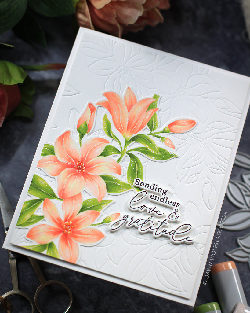 Pinkfresh Studio Delighted For You Press Plate 243824 Floral Gratitude Card | color-code:ALT01