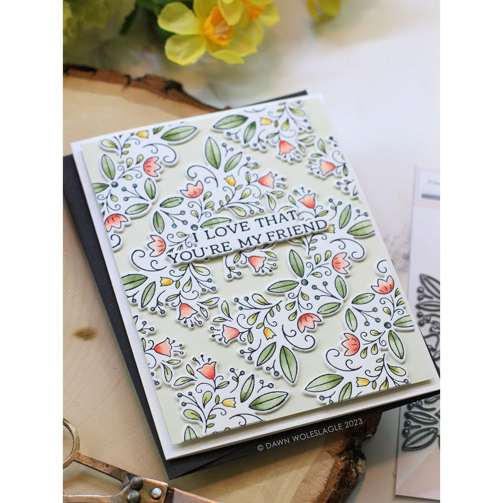 Pinkfresh Studio Floral Square Frame Press Plate 217723 Love That You're My Friend | color-code:ALT01