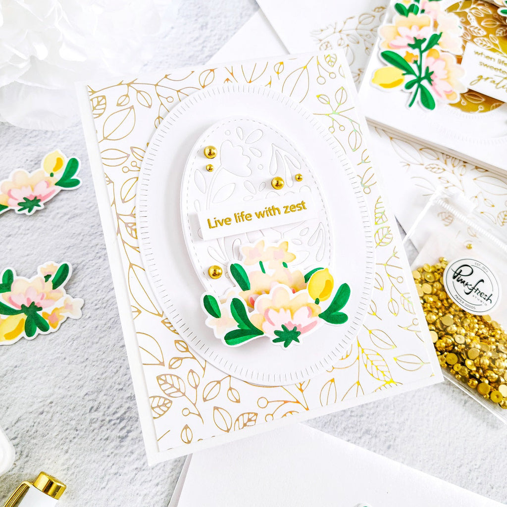 PinkFresh Studio Floral Harmony Die 106821 Yasmin Diaz Card