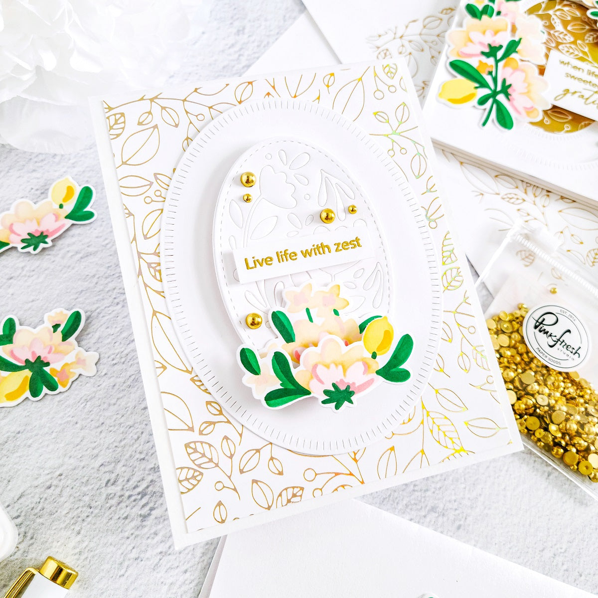 PinkFresh Studio Floral Harmony Die 106821 Yasmin Diaz Card