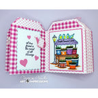 Pink Gingham Garden Book with Sentiment 'A True Friend is the Rarest of All Blessings' with Fresh Flowers Here imagery