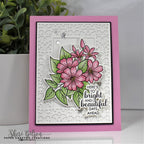 Pink Greeting Card with Flowers and sentiment 'Here's to Bright and Beautiful Days Ahead'