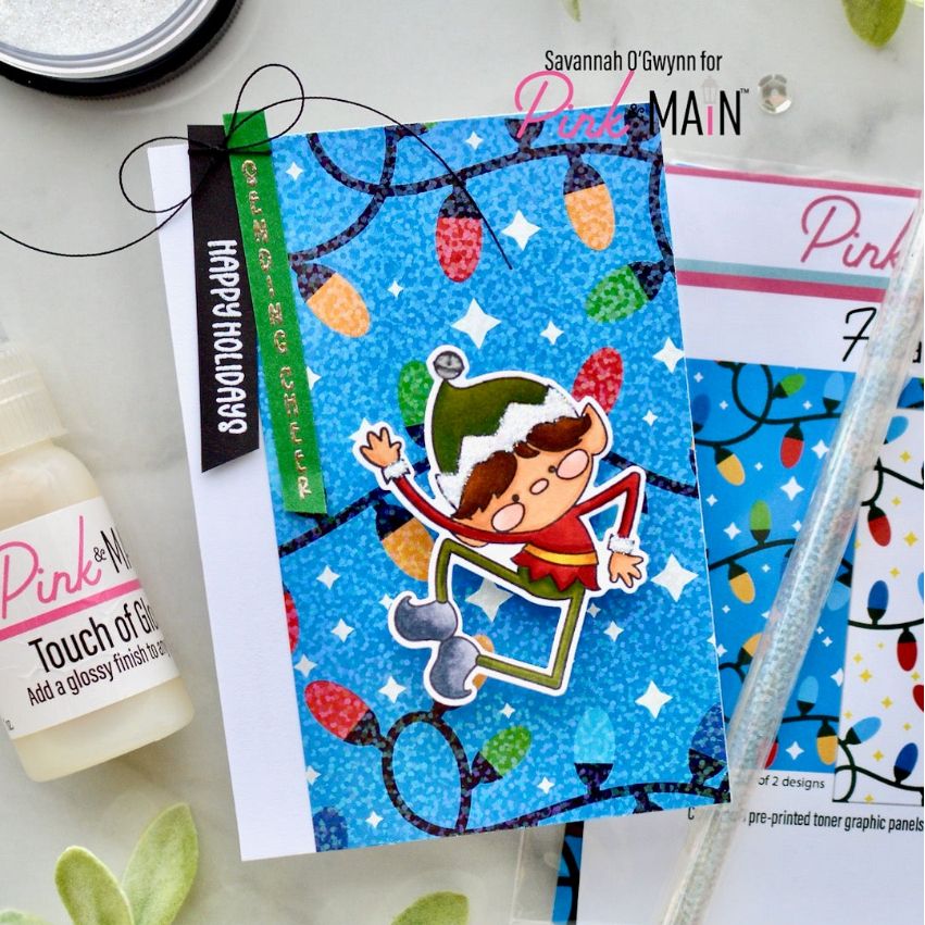 Pink and Main A Tall Christmas Clear Stamp and Die Set jumping elf card