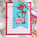 Pink and Main A Tall Christmas Clear Stamp and Die Set polka dot background card