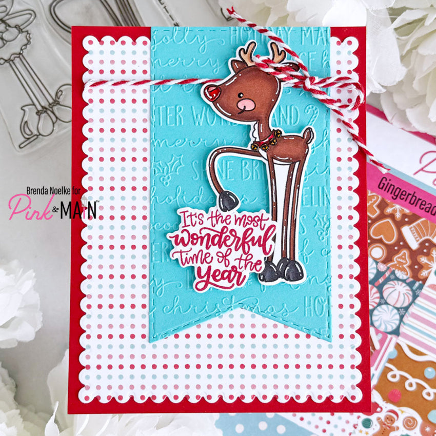 Pink and Main A Tall Christmas Clear Stamps pm0911 polka dot background card