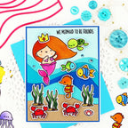 Pink and Main Abstract Waves Dies pnm884 cute crabs friend card