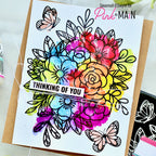 Pink and Main Adore You Florals Foilables Panels pmf404 rainbow watercolor