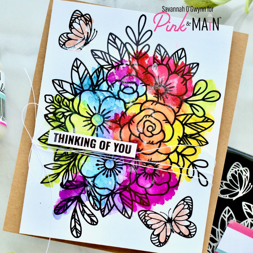 Pink and Main Adore You Florals Foilables Panels pmf404 rainbow watercolor