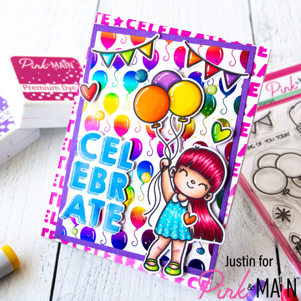 Pink and Main All About You Clear Stamps PM0607 balloons