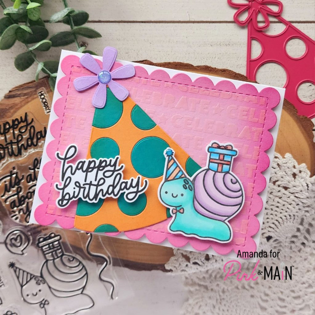 Pink and Main All About You Clear Stamps PM0607 party hat