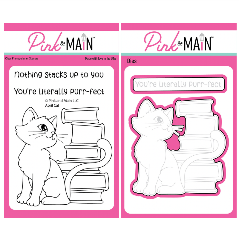 Pink and Main April Cat Clear Stamp and Die Set