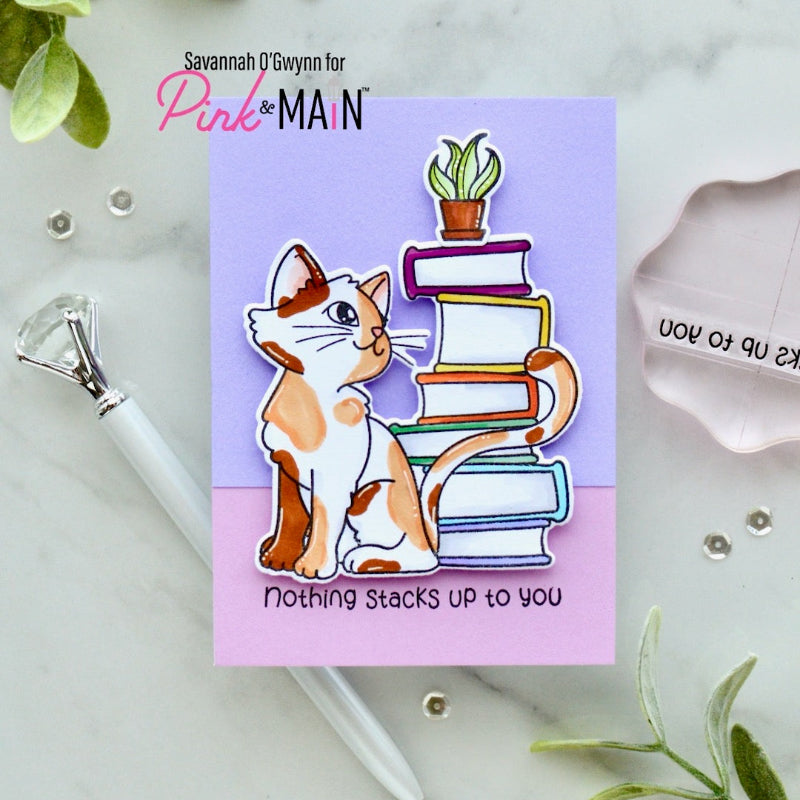 Pink and Main April Cat Clear Stamp and Die Set calico cat