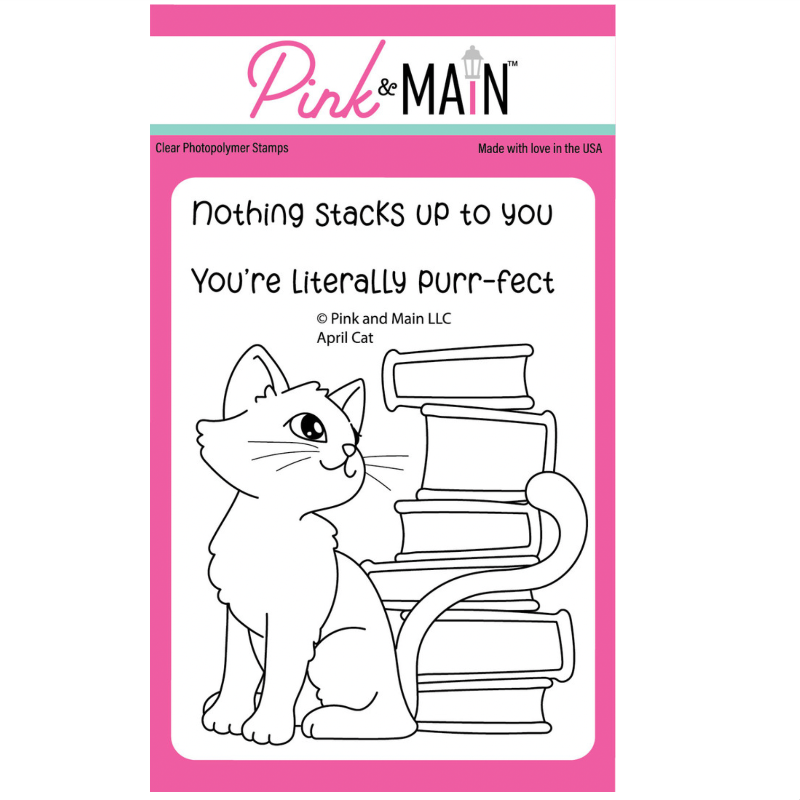 Pink and Main April Cat Clear Stamp and Die Set image 1