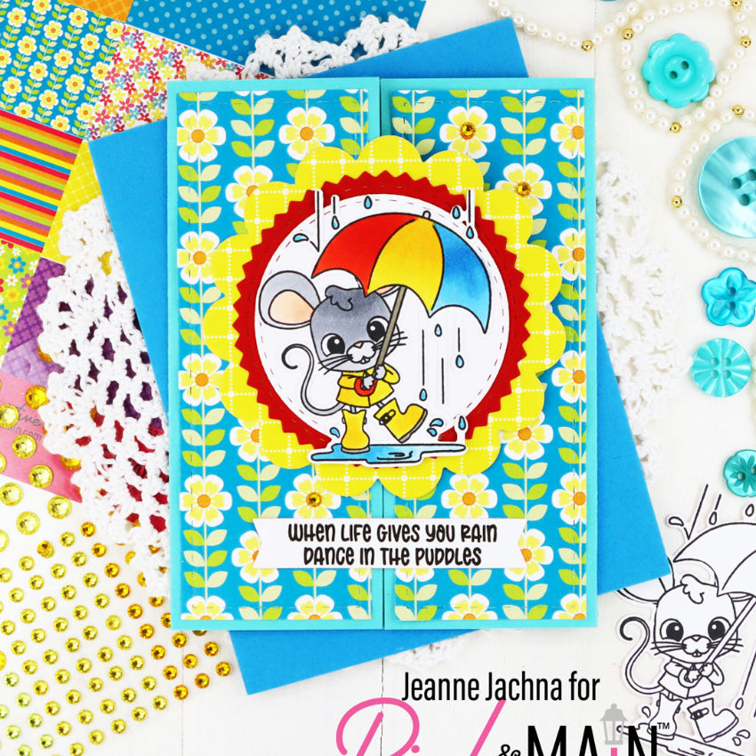 Pink and Main April Mouse Clear Stamps pm0777 umbrella
