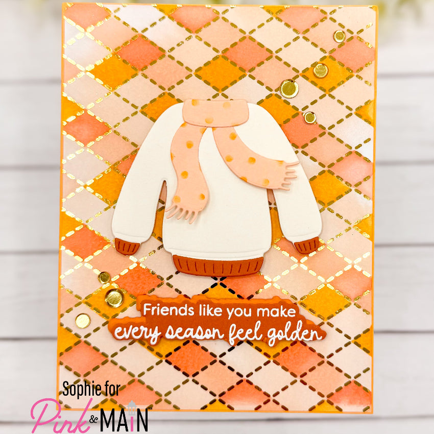 Pink and Main Argyle Foilables Sheets pmf424 golden friends card