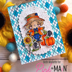 Pink and Main Argyle Layering Stencils pms146 cute scarecrow card