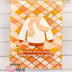 Pink and Main Argyle Layering Stencils pms146 golden friends card
